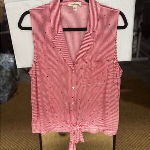 Monteau Pink Sleeveless Button Down Top